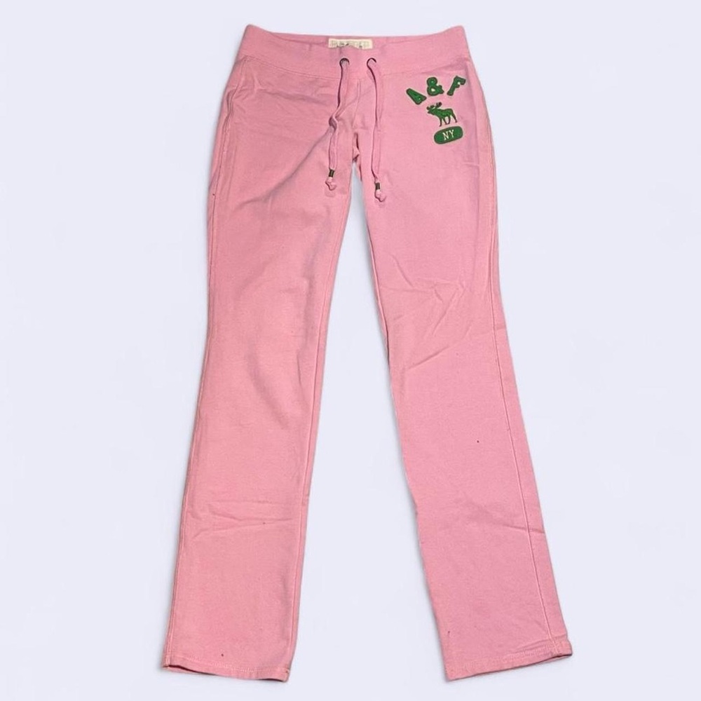Abercrombie & Fitch Pink Sweatpants with Green Logo